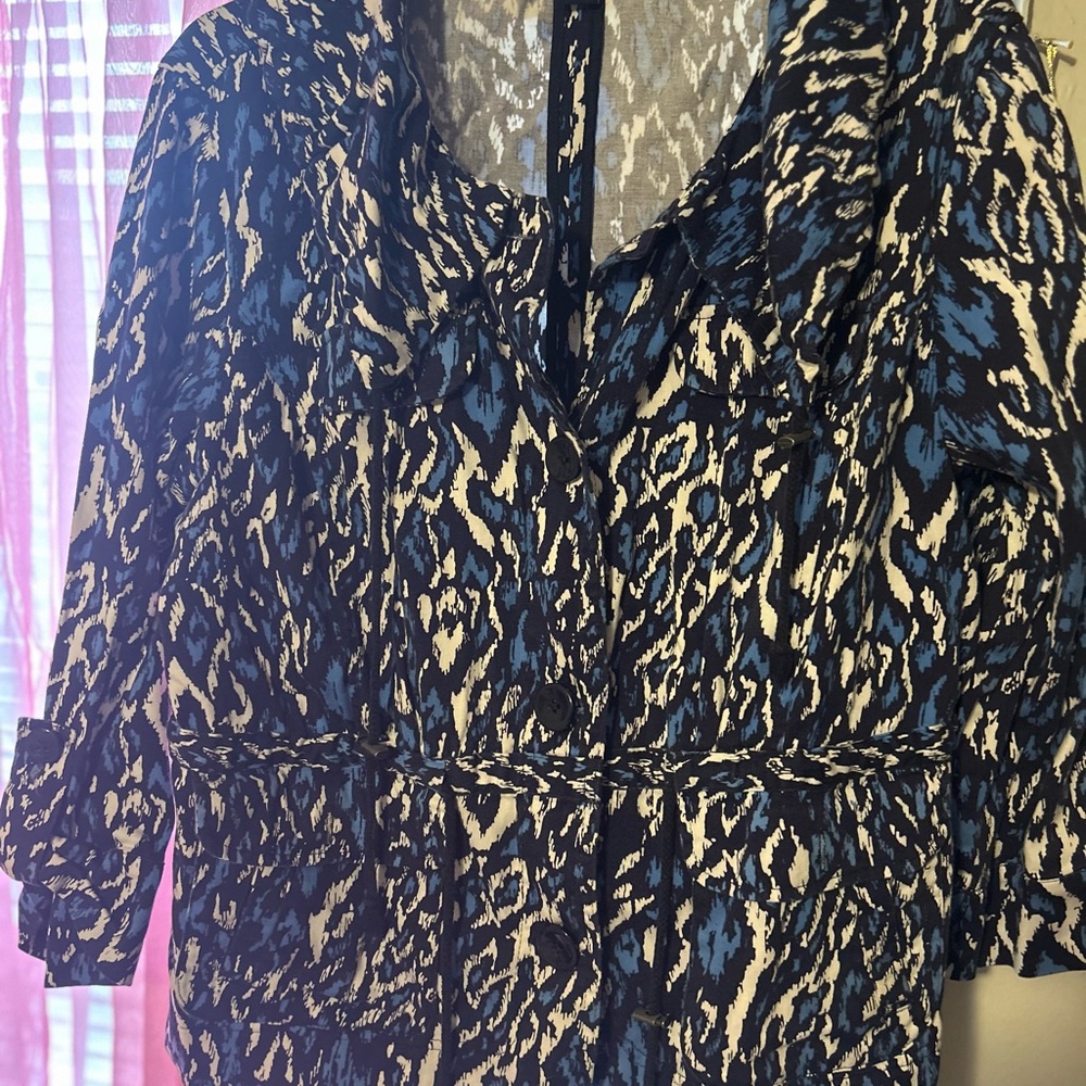Elementz Blue and Black Patterned Jean Jacket